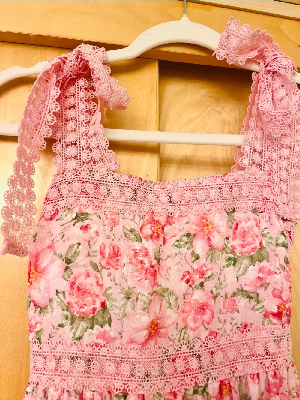 Pink Floral Tie-Shoulder Maxi Dress - Picture 3 of 8